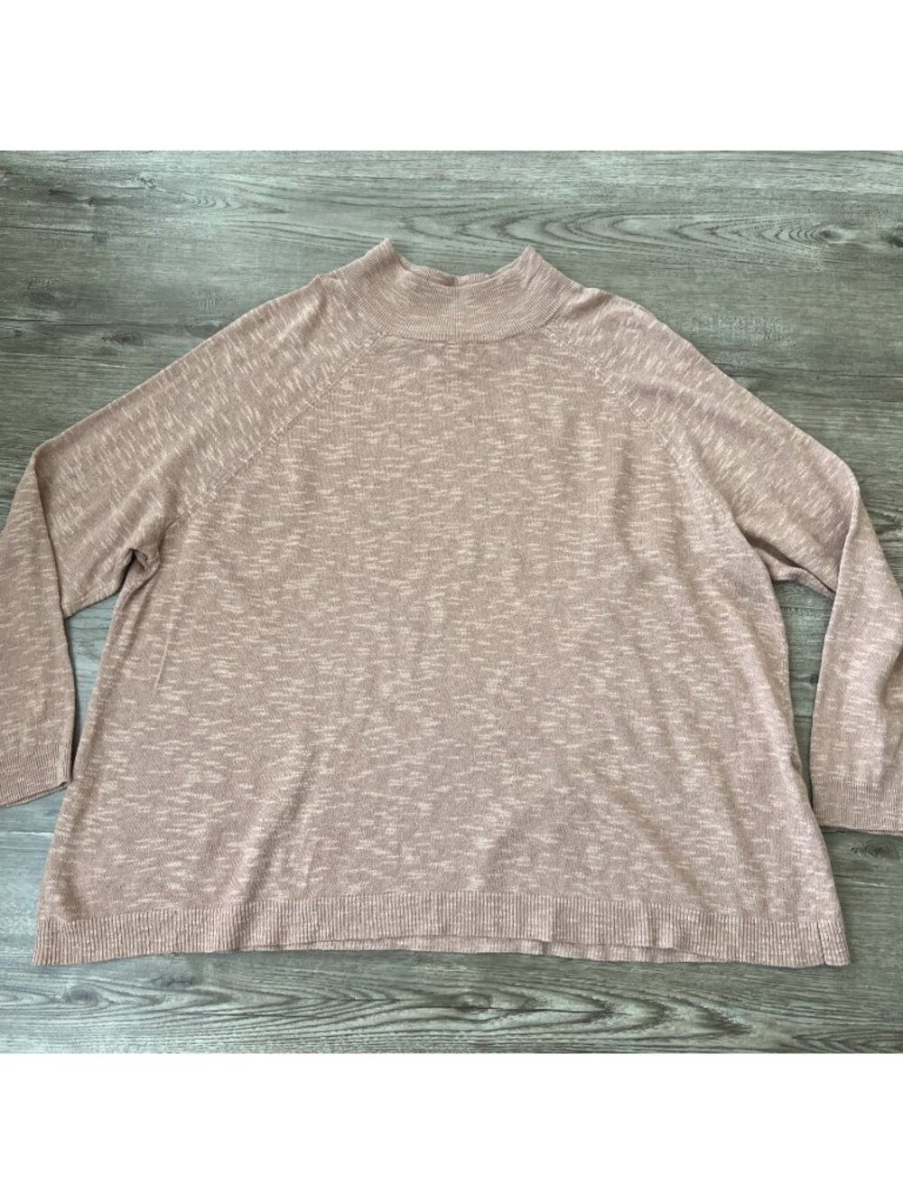 Eileen Fisher Organic Cotton Linen Slub Funnel Neck Top Pink Womens XLarge